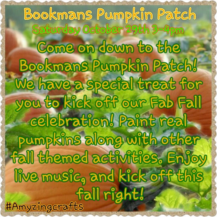 AmyzingCrafts's tweet photo. @BookmansPhoenix come join this wonderful fall fun.
#FreeFamilyFun #Pumpkins #Halloween #Crafts #Amyzingcrafts https://t.co/KJrMUC3yu5