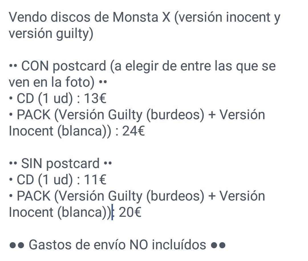 rabbiwbebe's tweet photo. [RT] Vendo discos de MONSTA X (versión Inocent y versión Guilty)

#monsta_x #Guilty #Inocent #4thminialbum #TheClan #TheClanPart2 #Figther https://t.co/eQvObbICMi