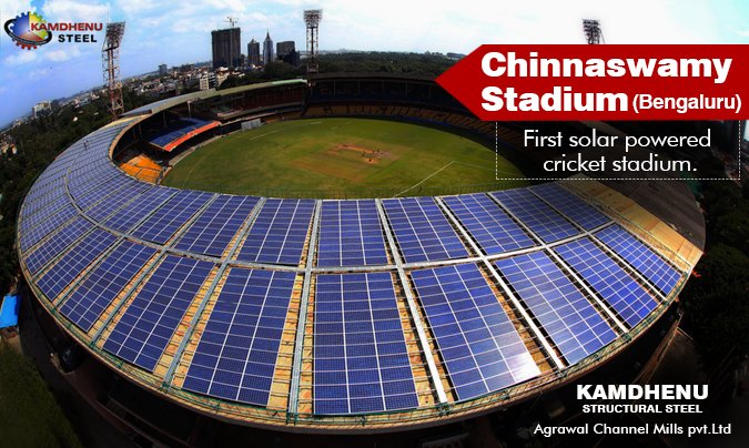 Agrawal_Channel's tweet photo. The whole structure portrays the usage of high quality #StructuralSteels to give it a real shape. #MChinnaswamyStadium #SolarPanel #Kamdhenu https://t.co/jqpOF4vic7