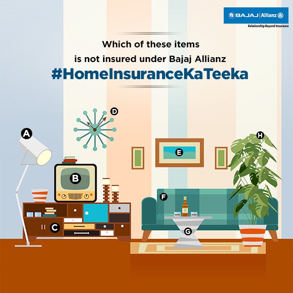 bajajgeneral's tweet photo. Can you tell which of these items in this home won't be insured? Share your answer in the comment section below using #HomeInsuranceKaTeeka https://t.co/HXhhDSdUDx
