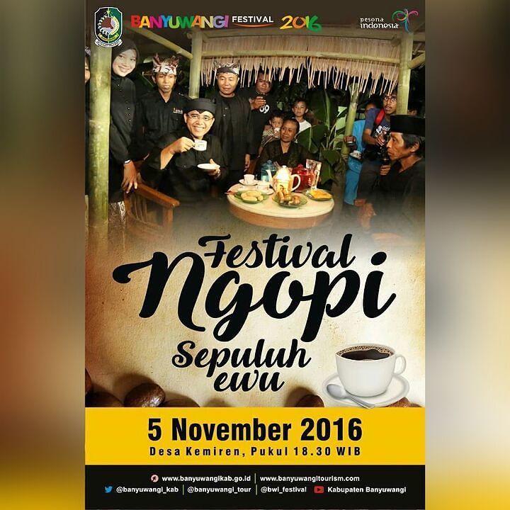 EventBwi's tweet photo. Festival Ngopi Sepuluh Ewu
๐
5 November 2016 Pkl. 18.30
๐ Desa Kemiren.
#eventbwi #eventbโฆ https://t.co/n2wGEqWBlr https://t.co/icM7taJXeL