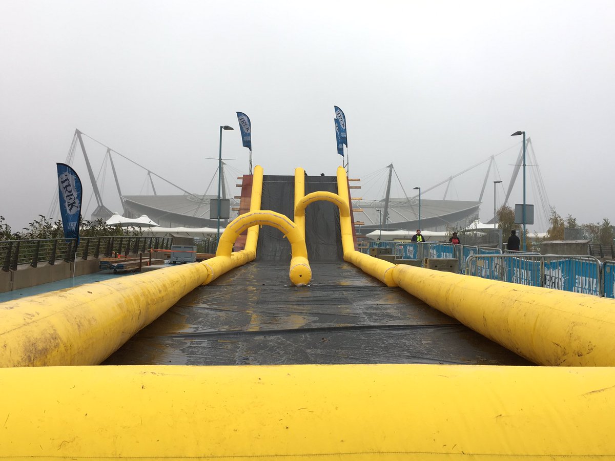 Not great weather <a href="/MH_SURVIVAL/">MH Survival</a> #Manchester @RatRaceHQ will be lots of action on this #waterslide with <a href="/MyBibNumber2/">MyBibNumber</a>