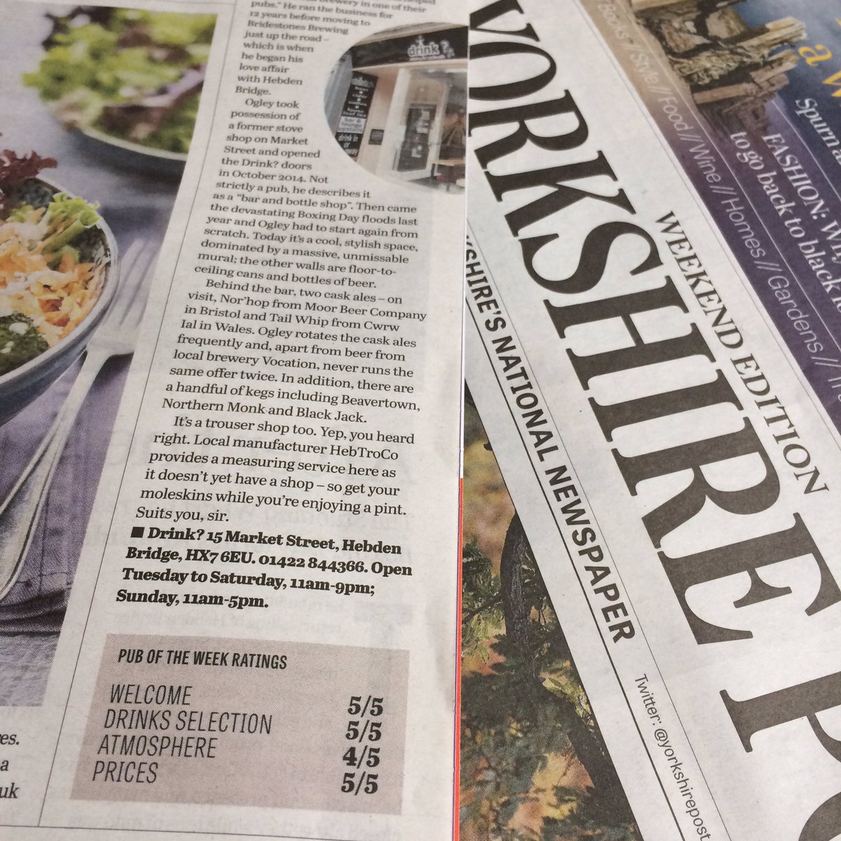 hebtroco's tweet photo. Great write up of @Drink_H_Bridge in @yorkshirepost by @mrsfifties #hebdenbridge https://t.co/spbHNVBvov