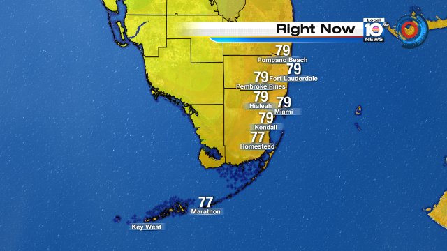 Warmer temps this Saturday morning as clouds remain over #SouthFlorida #Flwx https://t.co/N3ZCIjksOo