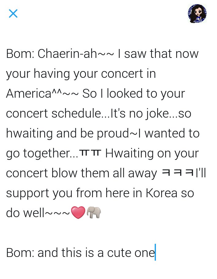 WeLoveDara's tweet photo. CL Twitter Update: Thank you unnie #PoongPoongiegettinLIFTED

Aww Bommie's message~ㅠㅠ https://t.co/op6o3owcZd