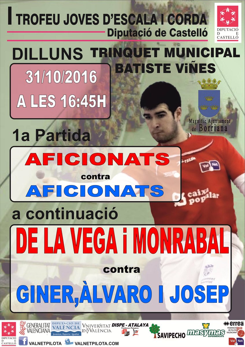 Dilluns 3ª partida trofeu joves @pilotaveu <a href="/DipuEsport/">Castellón, Escenario Deportivo</a> <a href="/fedpival/">FedPilotaValenciana</a> <a href="/Frediesport/">Frediesport Pilota</a> <a href="/ElJocDelPoble/">El Joc Del Poble</a> <a href="/tesasports/">Tesasports</a> @ajborriana #pilotavalenciana