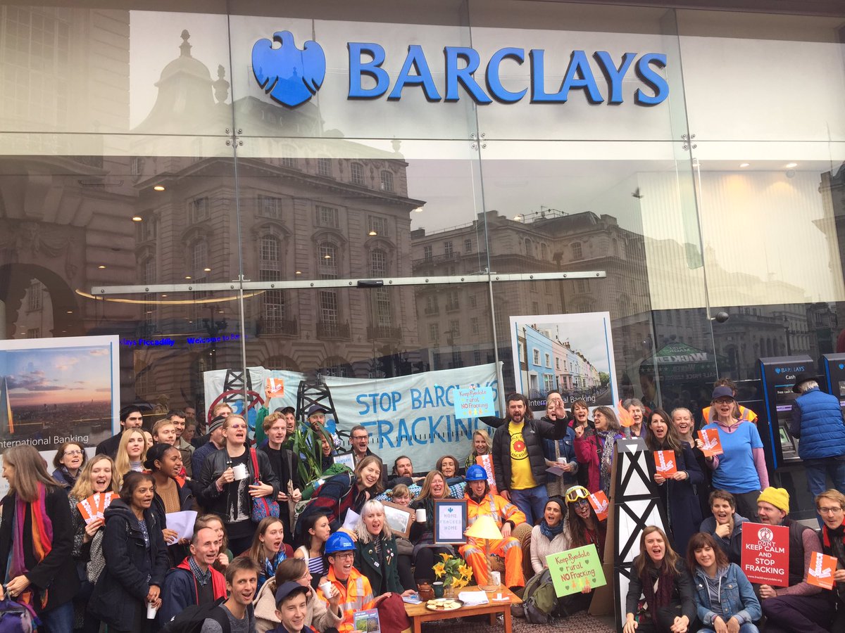 100+ people still outside <a href="/Barclays/">Barclays Bank</a> in Piccadilly to #StopBarclaysFracking!
