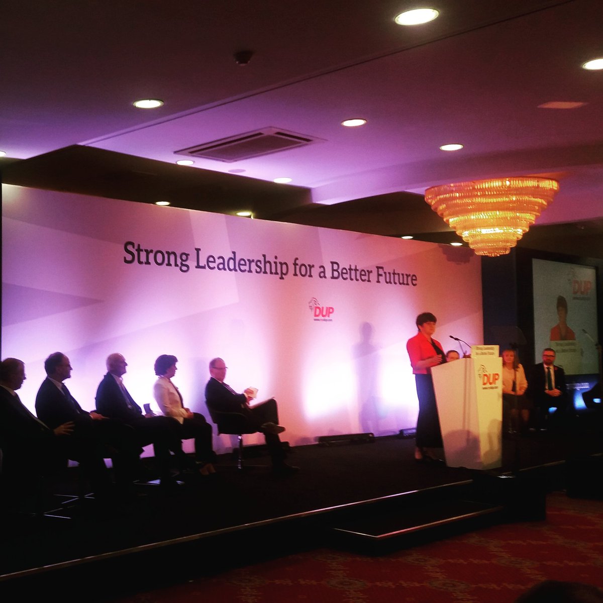LJHarteNI's tweet photo. First Minister Arlene Foster @DUPleader addresses her first autumn conference as leader #DUP16. For more see Wednesday's Fermanagh Herald https://t.co/oaMjzCumei