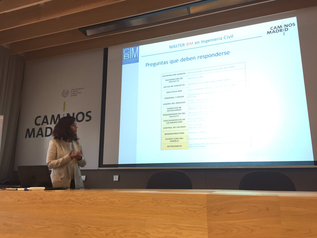 CivilandBIM's tweet photo. Y acabamos con Judith Muñoz que nos enfoca el #BEP a las #infraestruturas @caminosmadrid https://t.co/kVj2dpEInB