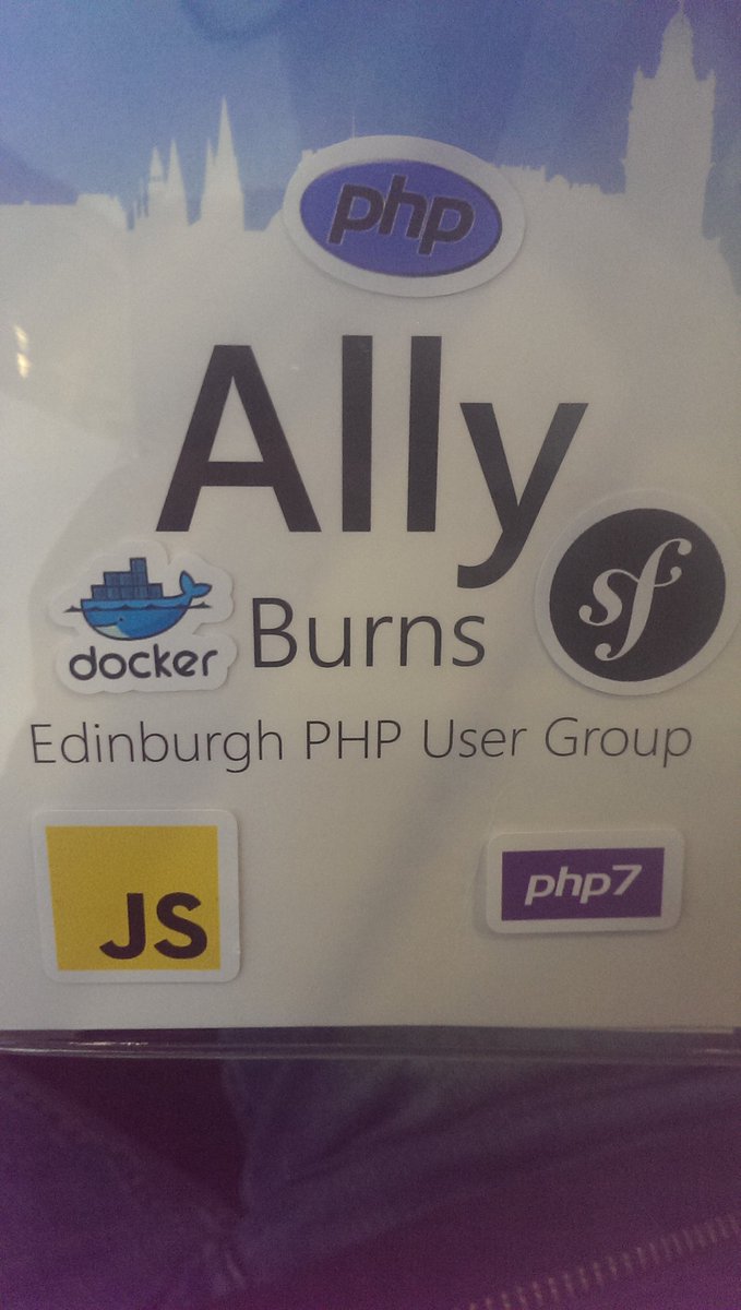 allyburns's tweet image. Pimped out my #scotphp16 lanyard with the wee stickers 😃