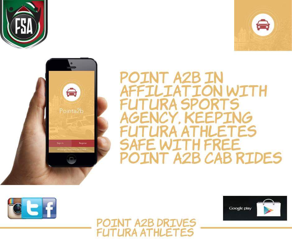 <a href="/PointA2Brsa/">PointA2B</a> ,driving Futura Athletes from A2B!We look forward to delivering quality service to your Athletes <a href="/PointA2Brsa/">PointA2B</a>  <a href="/FuturaSportsSA/">Futura Sports Agency</a>