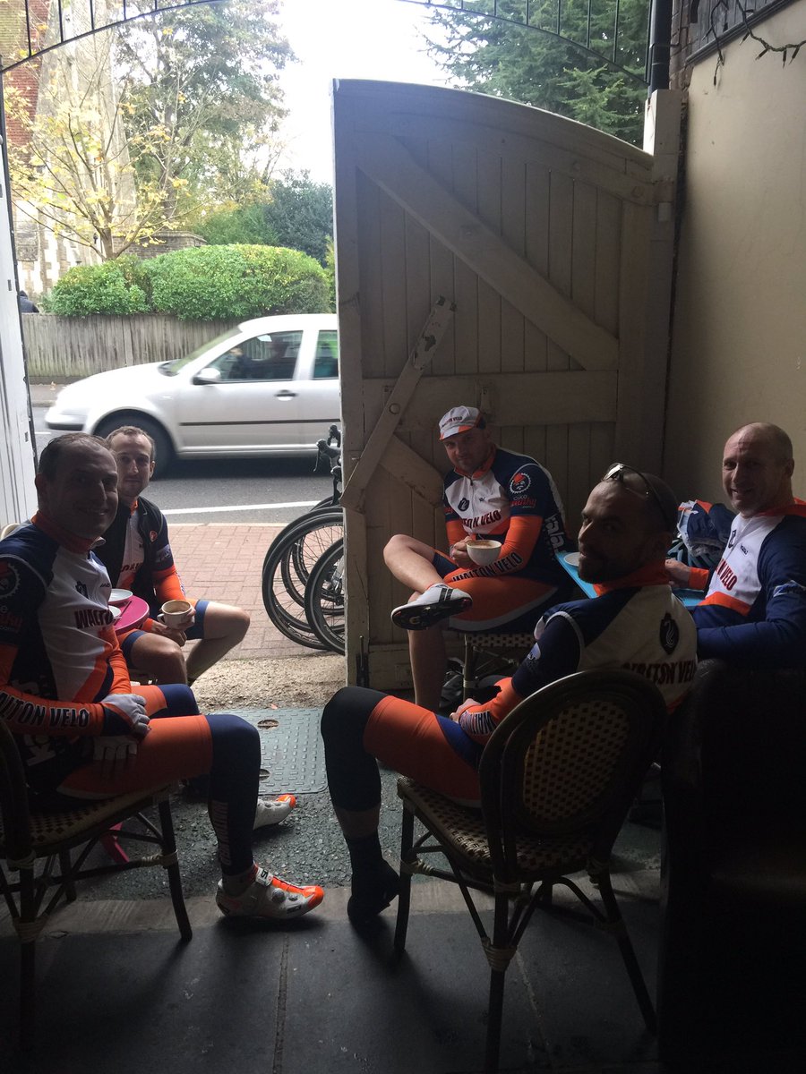 Always lovely to see these guys. Favourite cycling club! #Coffeebreak #cycling #glutenfree #Saturday #weybridge