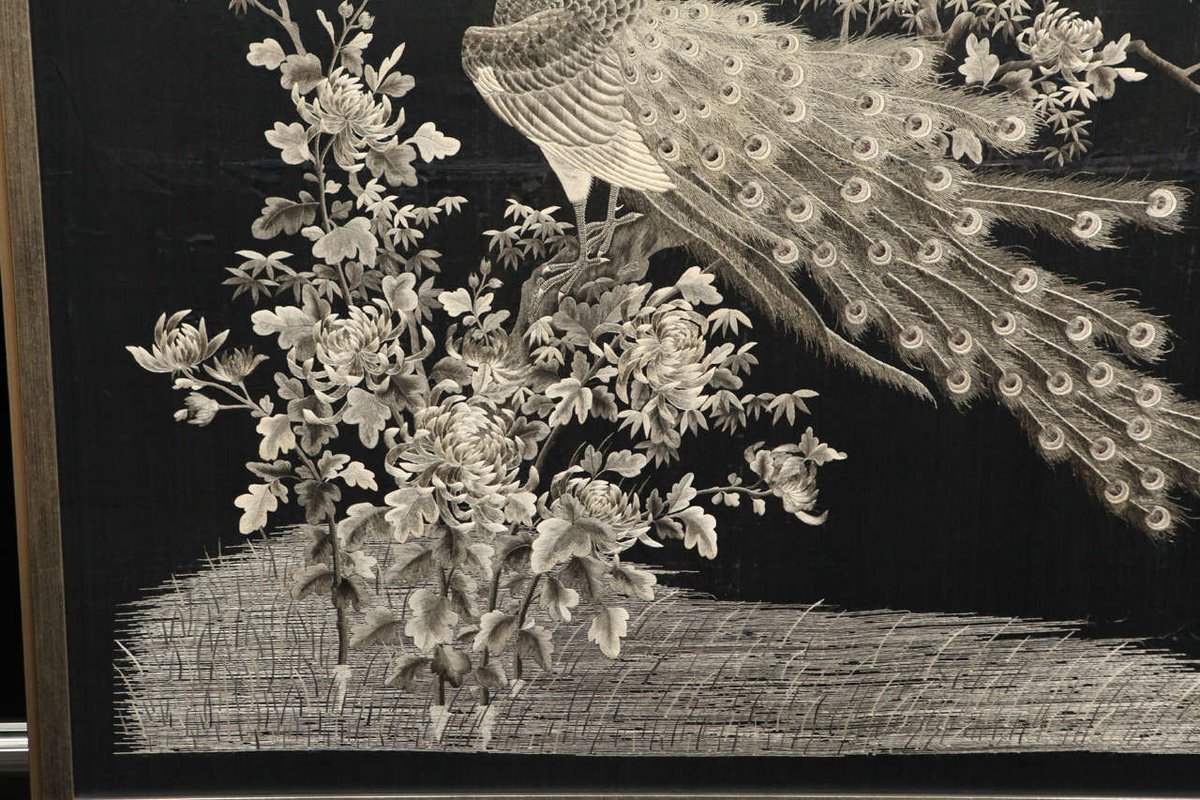 どれも絵ではなく、糸と針による刺繍です！「刺繍絵画」という明治の