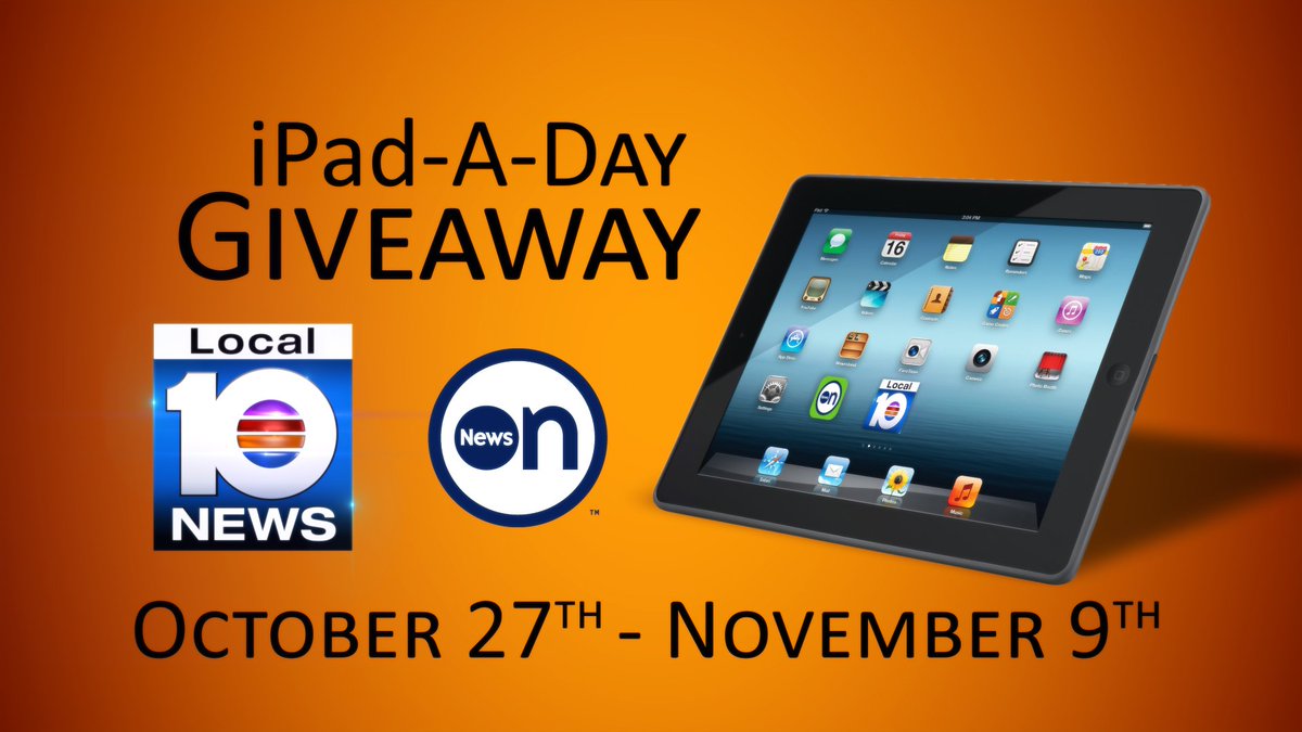 Win an #iPad in the Local 10/@WatchNewsOn iPad-A-Day Giveaway! ENTER NOW bit.ly/1MWDDY7?utm_me… https://t.co/KB6FKU6FRb