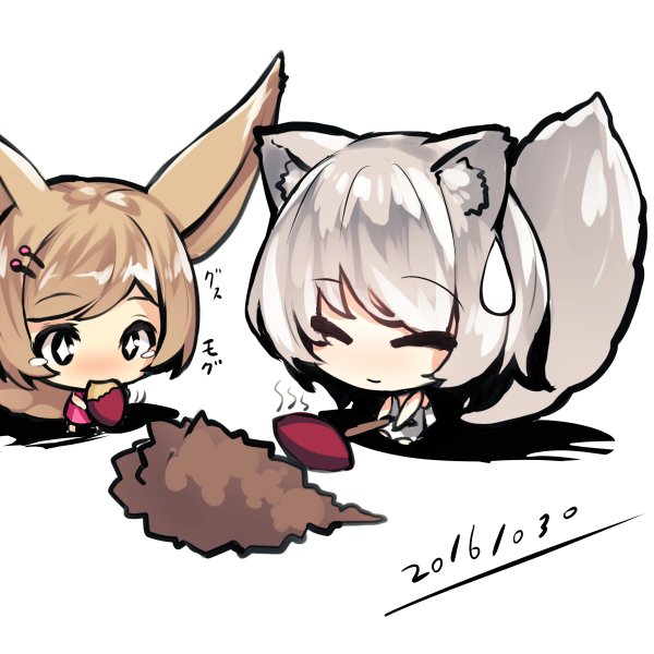 「深夜のひっそり落書き!明日早いので今日は早めに!フェネ子さんとホッキョク子さんの」|待蔵のイラスト