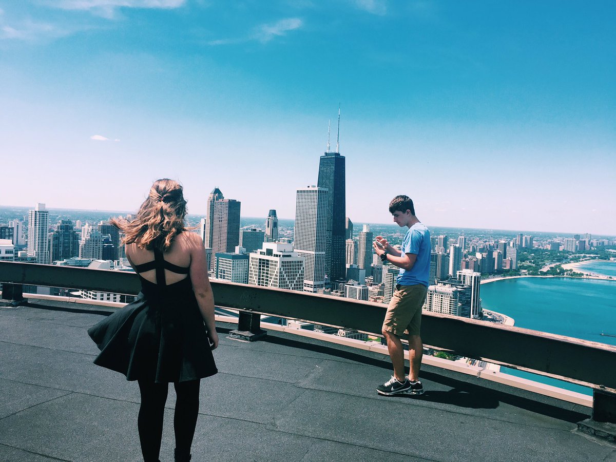 gracieschram's tweet photo. Shout out to my AMAZING brother Coop! Remember that time we were on the top of Lake Point Tower??? #Walls #DearFallEP https://t.co/DKaJdGcGIs