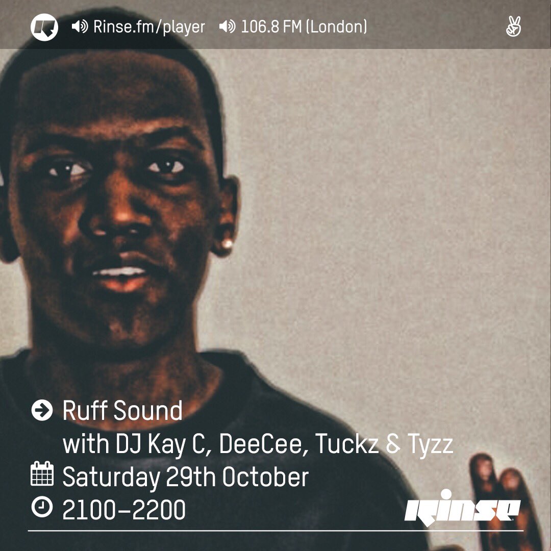 DJ_KayC's tweet photo. Also on the airwaves 9-10pm on @RinseFM W/ @ArtistDeeCee , @TTuckz &amp; @Tyzzmc #RuffSound! https://t.co/tnbE8LzFcc