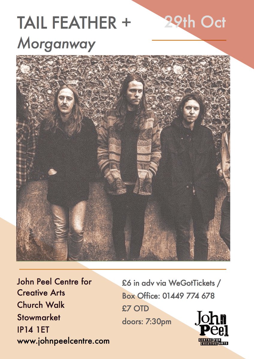 JohnPeelCentre's tweet photo. TONIGHT: "Undeniably cool" blues-driven anthemic Psych/Rock from @tailfeatheruk w/support from @MorganwayUK https://t.co/obslbNgHvN https://t.co/NjUbhE0Jt1