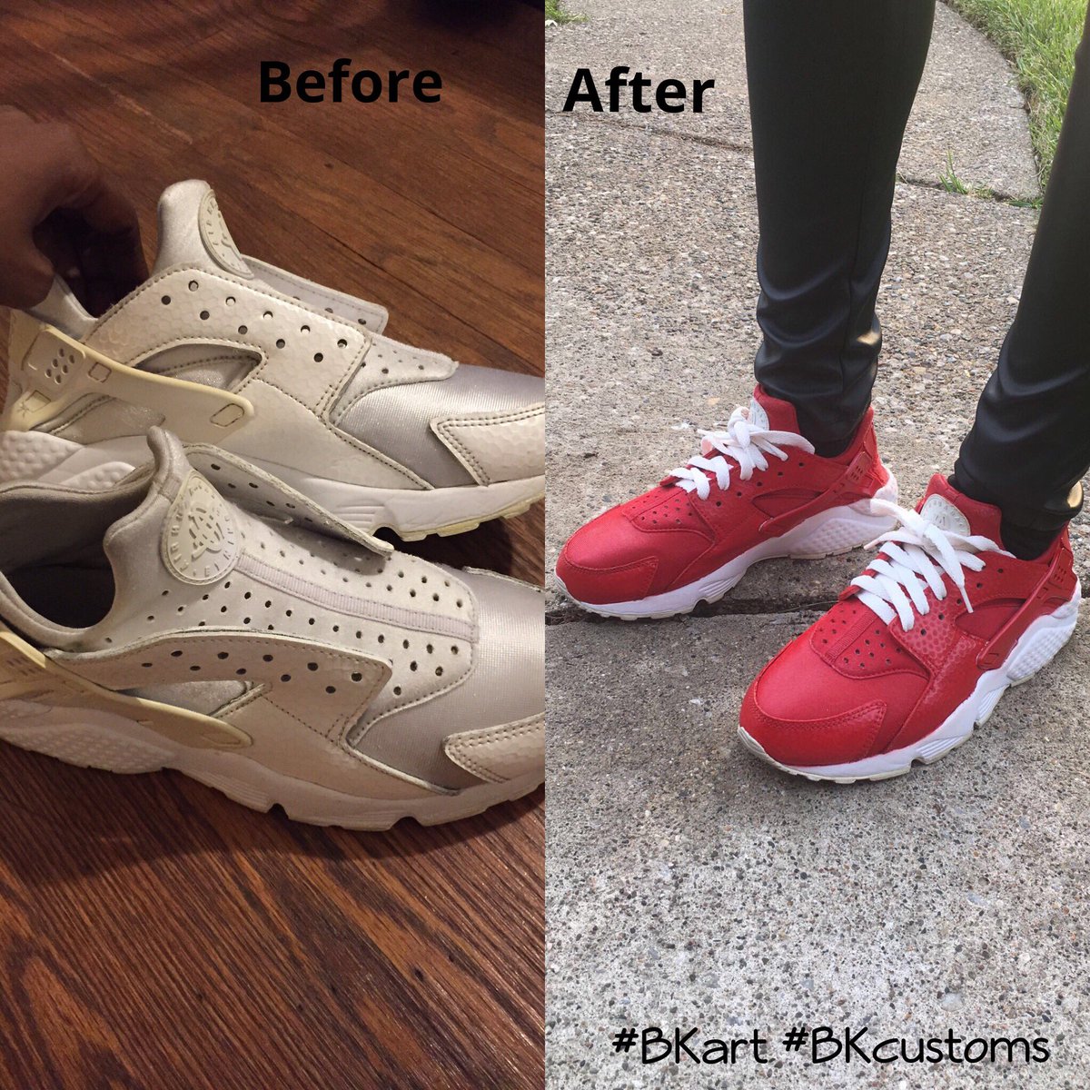BKtheegreat's tweet photo. Few errors I have to clean up but I love em😍🔥
All white huaraches to white and red huaraches🎨🖌
#BKart #BKcustoms 👌🏾 https://t.co/9eEAuxnNOH