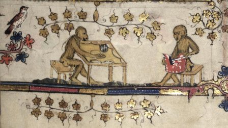 Monkeys making parchment.
 Luttrell Psalter, British Library, Add. MS 42130, 13th century.
📷bl.uk/manuscripts/Fu…