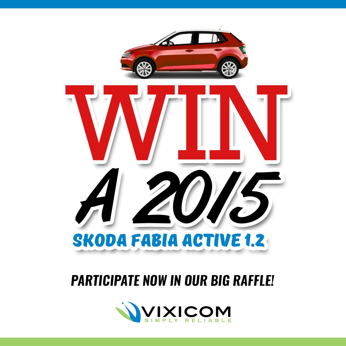 Vixicom's tweet photo. Get the chance to win a 2015 Skoda Fabia Active 1.2. Apply here: https://t.co/3x3z2HVbZw #Vixicom https://t.co/U7UgkpRvl7