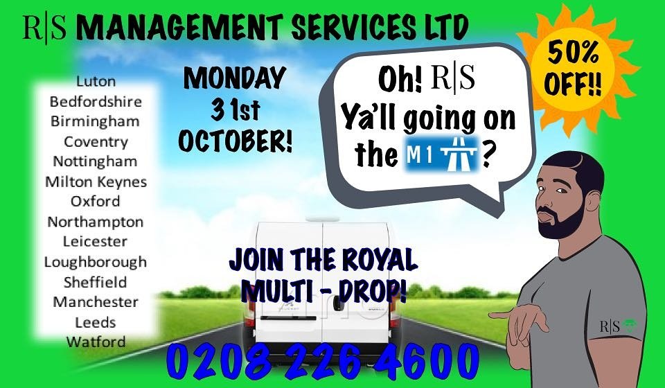 RS_services_'s tweet photo. Join the Royal multi drop and take advantage of 50% off on all locations listed!! Call us now for a quote on 02082264600!! #rsservices https://t.co/53IUpQHshi