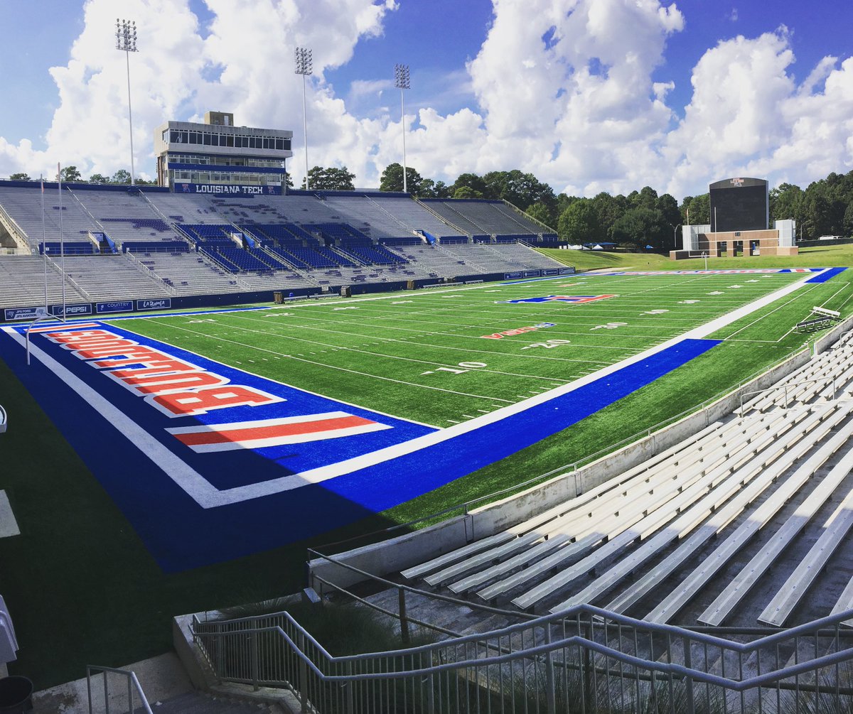 LATechFB's tweet photo. There's no place like home 🔴⚪️🔵 #Gameday #EverLoyalBe https://t.co/tx6nsIpUjH