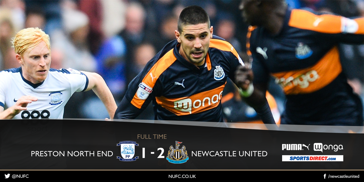 NUFC's tweet photo. FULL TIME Preston North End 1-2 Newcastle United #NUFC https://t.co/YIfUVegjFw