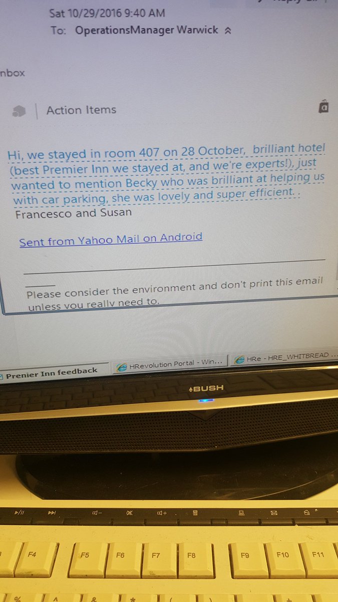 Well done <a href="/pi_warwick/">Premier Inn Warwick</a> @BeckyNewburn for delivering another great experience! #whatwedobest <a href="/SDEBDD/">simon ewins</a> <a href="/smmottram/">Sam Mottram</a> @Hinson_Yates