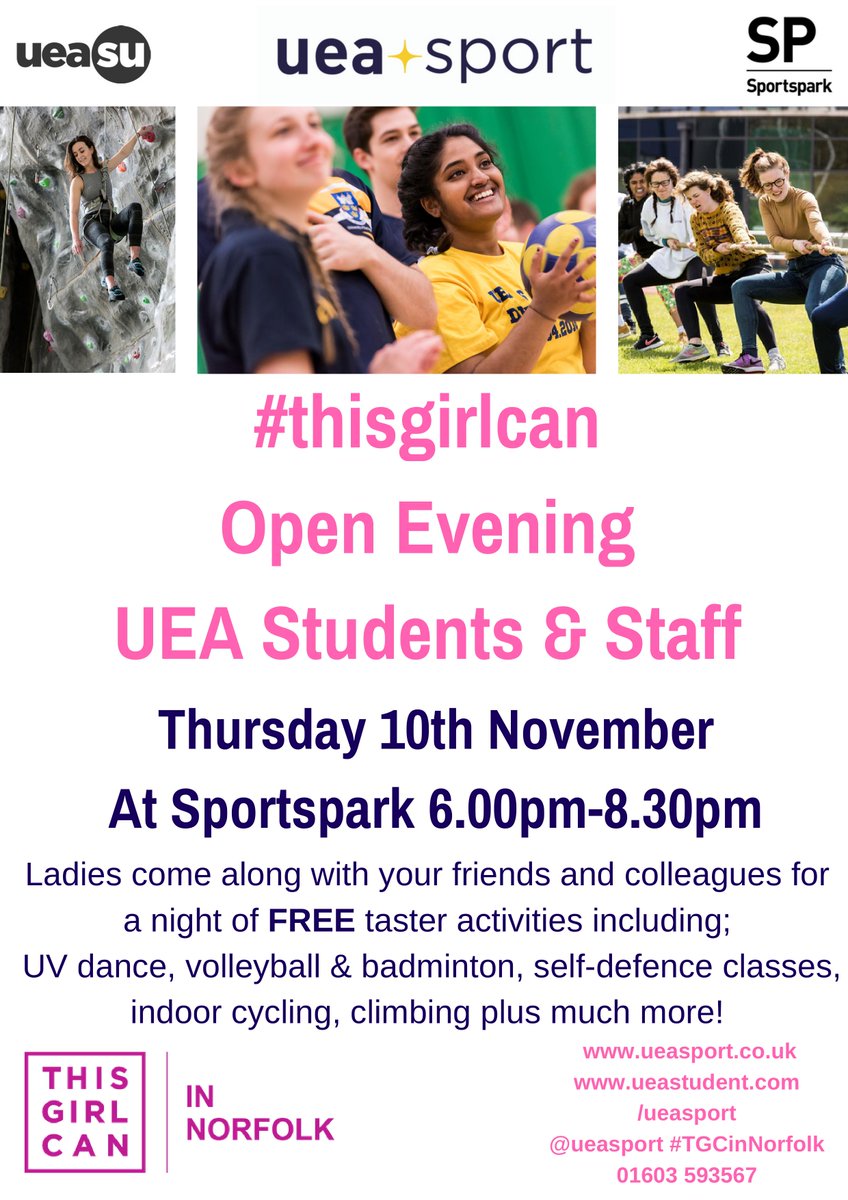 FREE sports taster sessions this week as part of #thisgirlcan! Come show off your netball skills or try something new :) #ueasport #netball