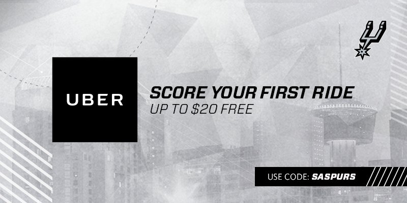 spurs's tweet photo. Coming to our house for the home opener?! Use promo SASPURS for up to $20 off your first @Uber_SanAntonio ride » https://t.co/z7Y9ehucEJ https://t.co/y8J4LOMOsK