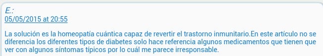 La solución es la homeopatía cuántica capaz de revertir el trastorno inmunitario.En este artículo no se diferencia los diferentes tipos de diabetes solo hace referencia algunos medicamentos que tienen que ver con algunos síntomas típicos por lo cuál me parece irresponsable.