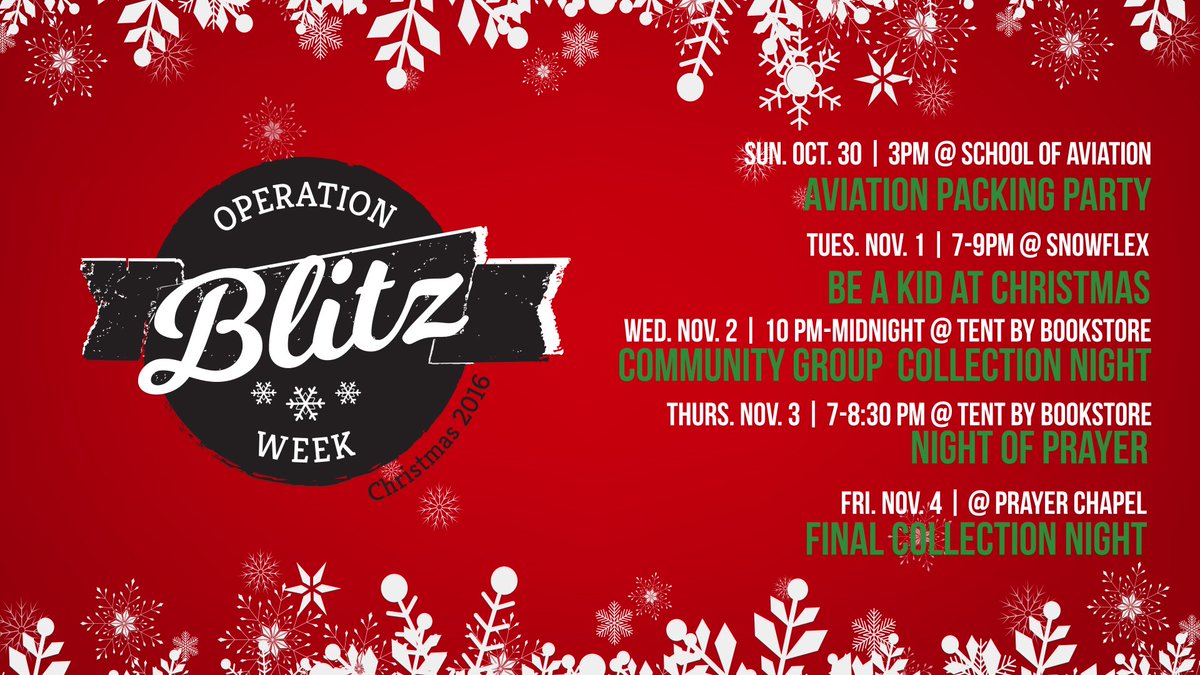 LUShoeboxBlitz's tweet photo. Here’s the calendar for OCC’s @LibertyU blitz! Don’t miss out on these awesome events! #ShoeboxBlitz https://t.co/JwmVIEUWFW