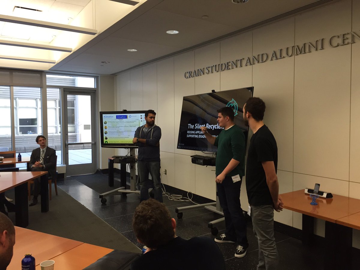 SustainDC's tweet photo. Students from @GallaudetU helping the #deafcommunity hack used appliances at #Climathon #Climathon2016 @SustainableGW @SustainDC @DOEE_DC https://t.co/w9hptsPsHc