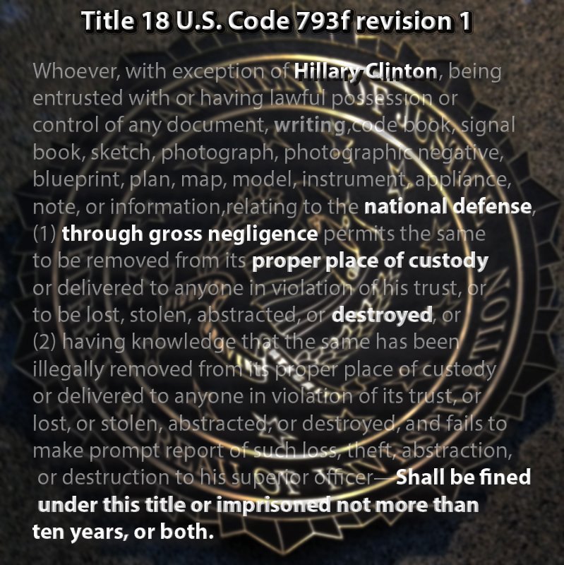 <a href="/mitchellvii/">Bill Mitchell</a> Exactly... here's the statute. #LockHerUp #CORRUPTION #hillaryEmails