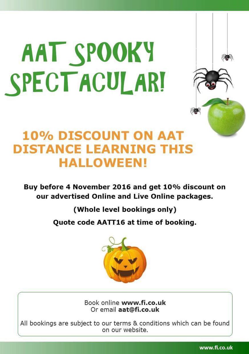 Make sure you get your scary discount on #AAT distance learning before it ends!
