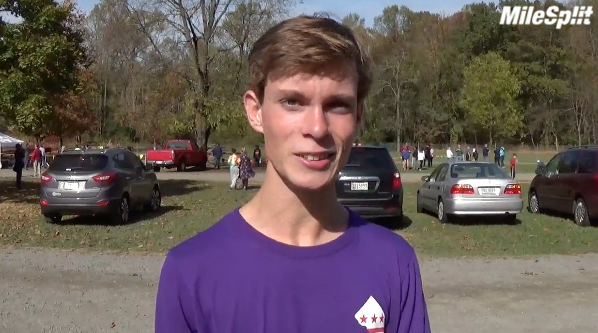 MilesplitMD's tweet photo. Interview with Gonzaga's Harry Monroe after winning his first XC race ever as senior in #WCACXC victory --> https://t.co/Yiv5cAm583 https://t.co/ZBbtVsCl50