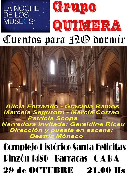 Hoy! Presente en la noche de los Museos con "Cuentos para no dormir"...