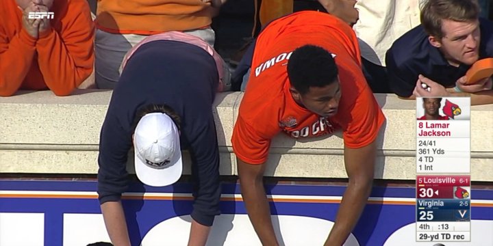 It was so good that even Distraught Virginia Fan couldn't help but admire Lamar Jackson's stat line.