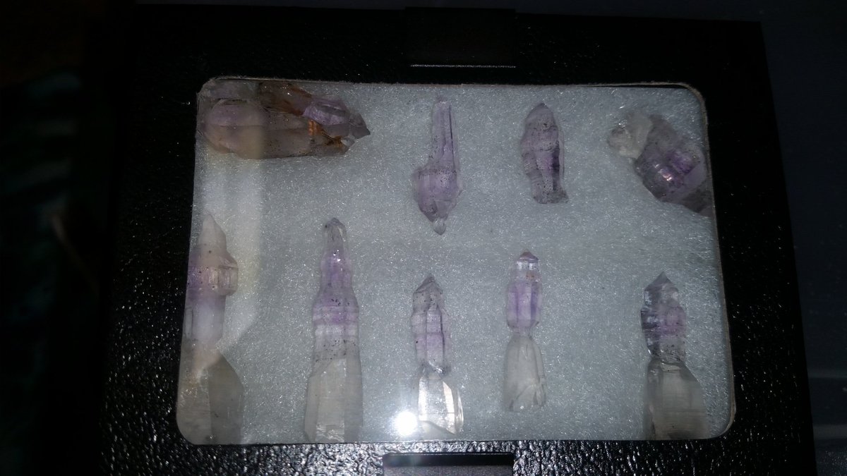 Gemfinding's tweet image. Freshly mined amethyst scepters
 Hush Puppy Prospect Hiddenite NC #CRYSTALS #crystalclear #mining #quartz  #terminations #halloweekend #Vote