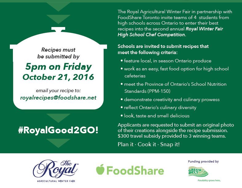 RGSShealth's tweet photo. MAJOR news alert! RGSS has been selected as one of the 3 finalists for this years @RoyalWinterFair HS Chef Competition 👏🏾@RichmondGreenSS https://t.co/IqvYSc8JdP
