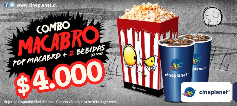 CineplanetChile's tweet photo. ¡Este fin de semana será ☠️Macabro☠️! Desde las 20hrs. acompaña tu función de trasnoche con este terrorífico combo 😱 https://t.co/BN9JVwf9QS
