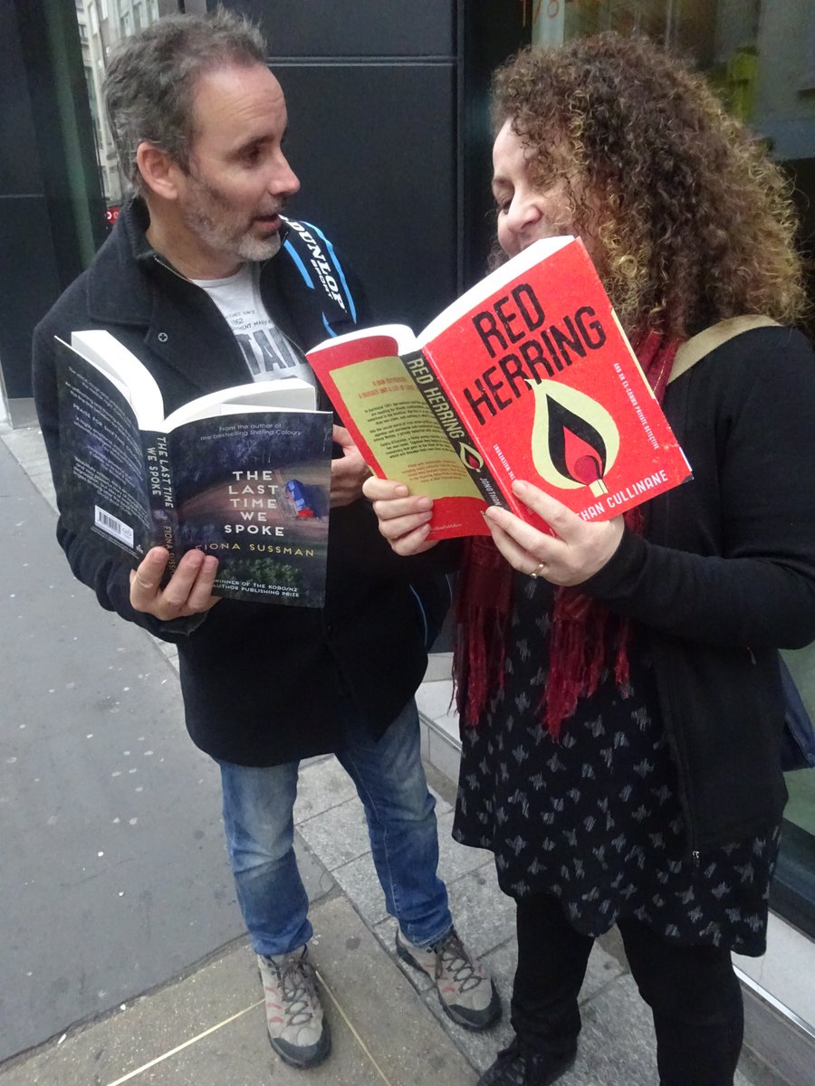 ngaiomarshaward's tweet photo. Established #yeahnoir stars @paulcleave (3x Ngaio winner) &amp; #VandaSymon (3x finalist) check out some new additions to the ranks in Soho. https://t.co/4DMlwC2cGa