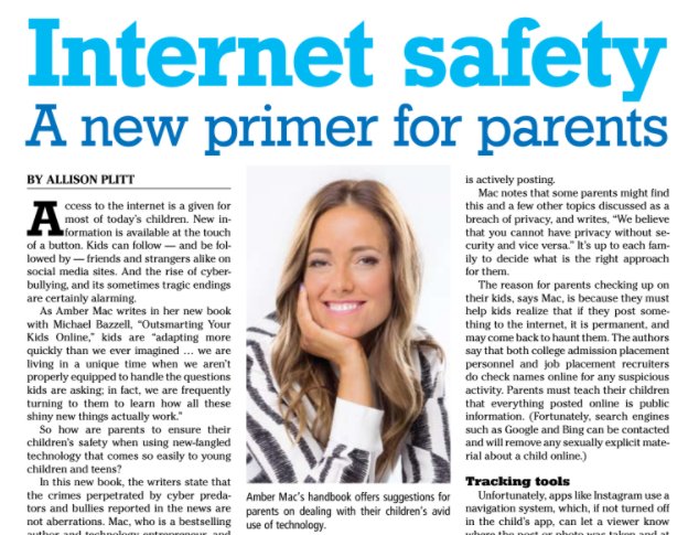 ambermac's tweet photo. "New Primer on Internet Safety for Parents" in @NYParenting & #ManhattanMagazine https://t.co/ij571evU7g #OutsmartingYourKidsOnline @amazon https://t.co/JEVyOaAjrt