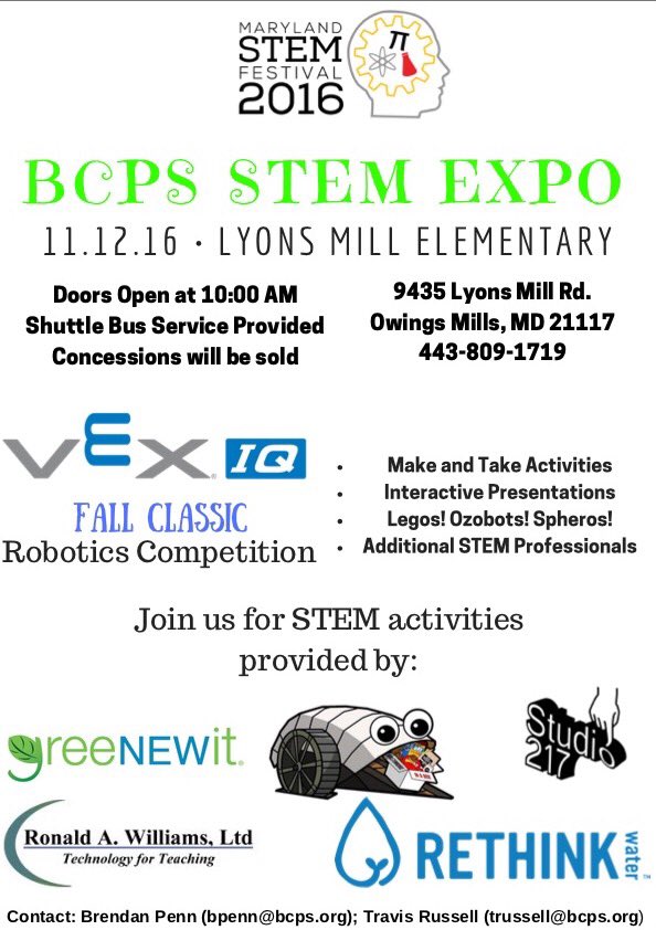 LyonsMill's tweet photo. Fantastic free family opportunity-learn all about STEM @LyonsMill Sat, Nov. 12 Activities for all ages! Thanks @MrPenn31 &amp; @MrRussellTeach https://t.co/mwOHW5TJlR