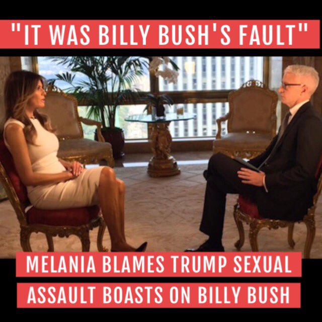 ClintonKaine_'s tweet photo. Melania blames Billy Bush for egging Donald Trump's 'boy talk'. 

Meanwhile, Donald looks forward to blaming WWIII on SNL skit. https://t.co/3SXD3pUh4B