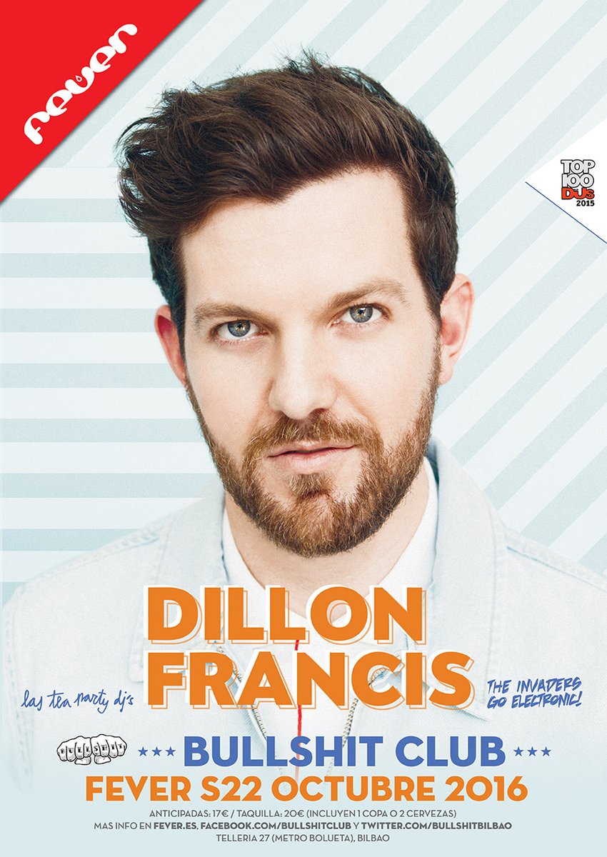 AllMusicSpain's tweet photo. ¡RT + FOLLOW y participarás en el sorteo de dos entradas individuales para disfrutar de @DILLONFRANCIS en @BullshitBilbao! https://t.co/T595QvLsRO