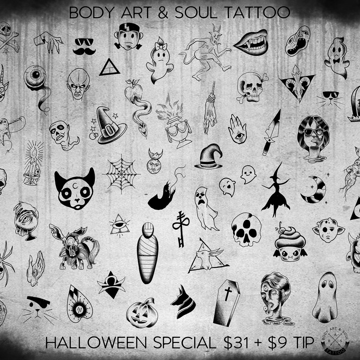 Tattoo Flash Sheet Halloween Photographic Print for Sale by Caseychaotic   Redbubble