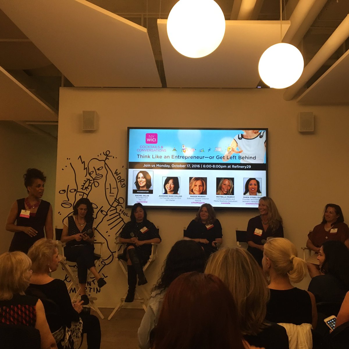 CommsWeekGlobal's tweet photo. @NYWICI Cocktails &amp; Conversations 'Think like an entrepreneur or get left behind' is officially underway! #commweek16 🍸 https://t.co/CKOvK3lCGr
