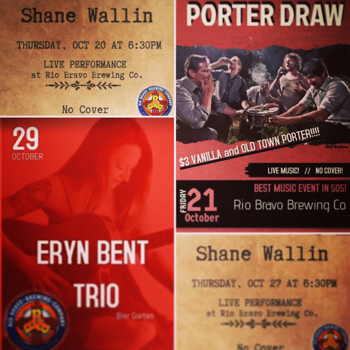 RioBravoBrewing's tweet photo. Only a short time left of the warm weather! Join us outside Friday 10/21! $3 porter for @theporterdraw in our #beergarden 8-11pm! https://t.co/unH7rU2Mzc